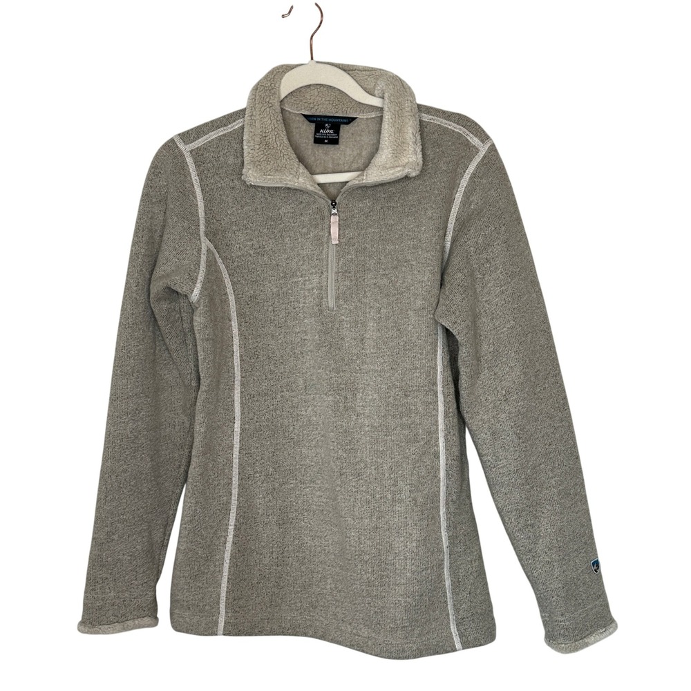 Kuhl Alfapaca Fleece‎ Quarter Zip Pullover Women's Size M Sherpa Trim Cozy